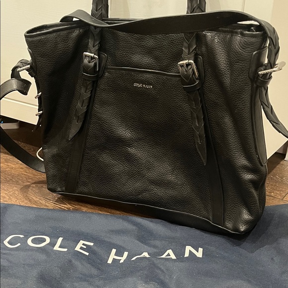 Cole Haan Black Textured Leather Handbag - Picture 1 of 3